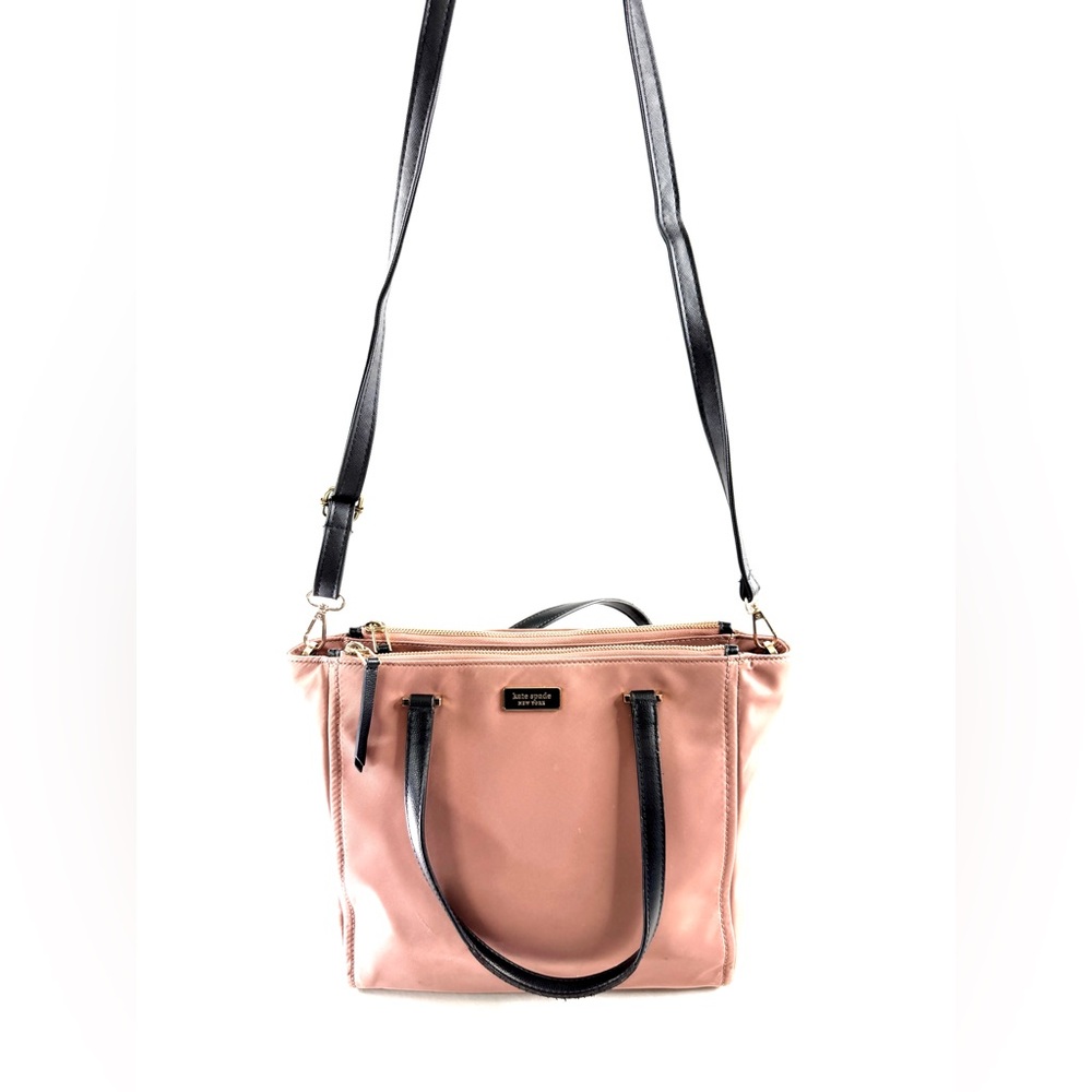 Kate Spade Dawn Nylon Medium Satchel Crossbody Bag Purse 3 Sections Brass